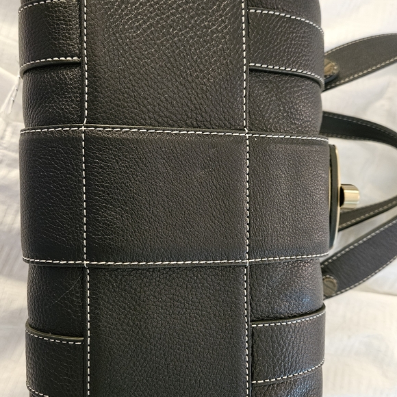 Black Leather Handbag with Gold Accents - Picture 8 of 9